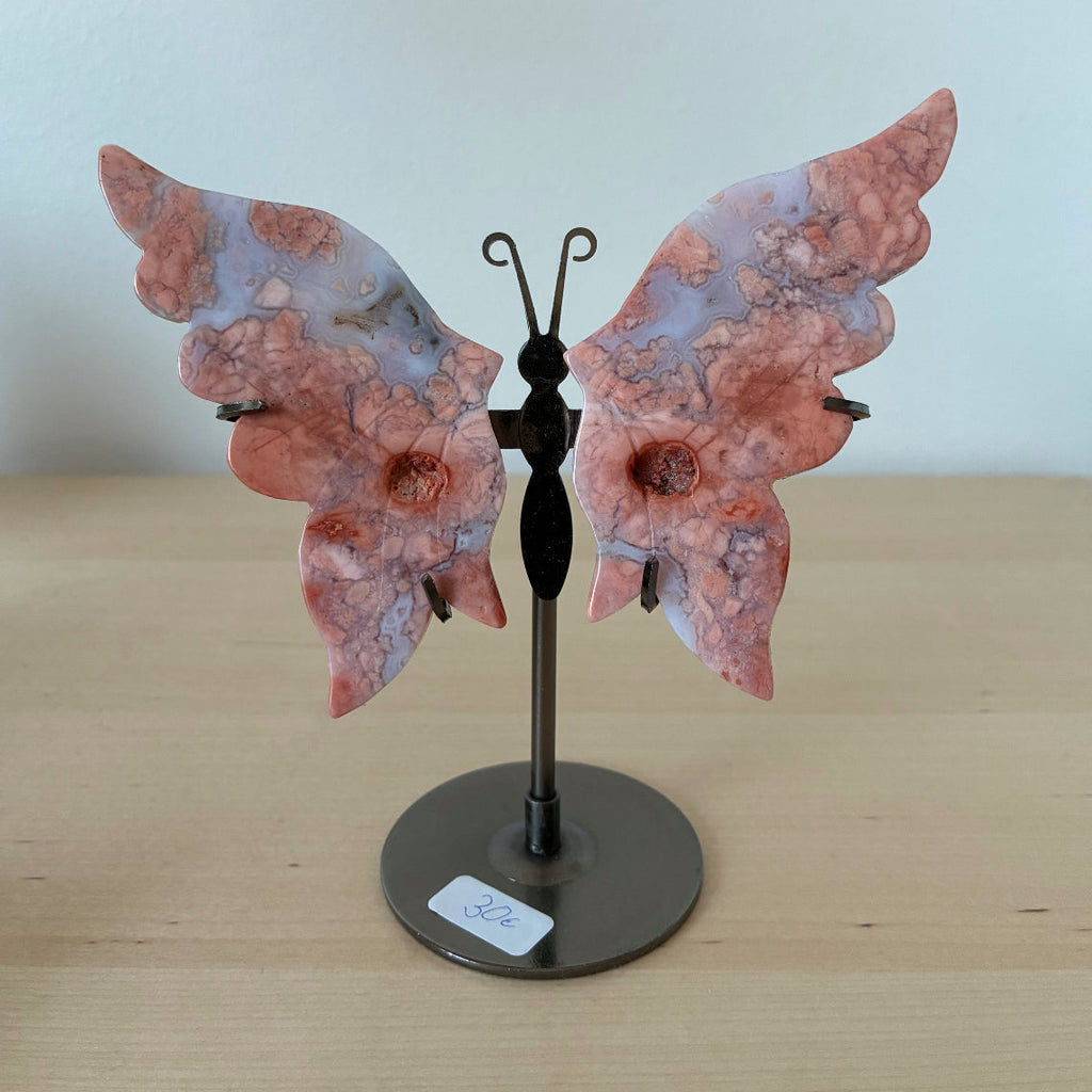 Cotton candy-akaatti perhonen